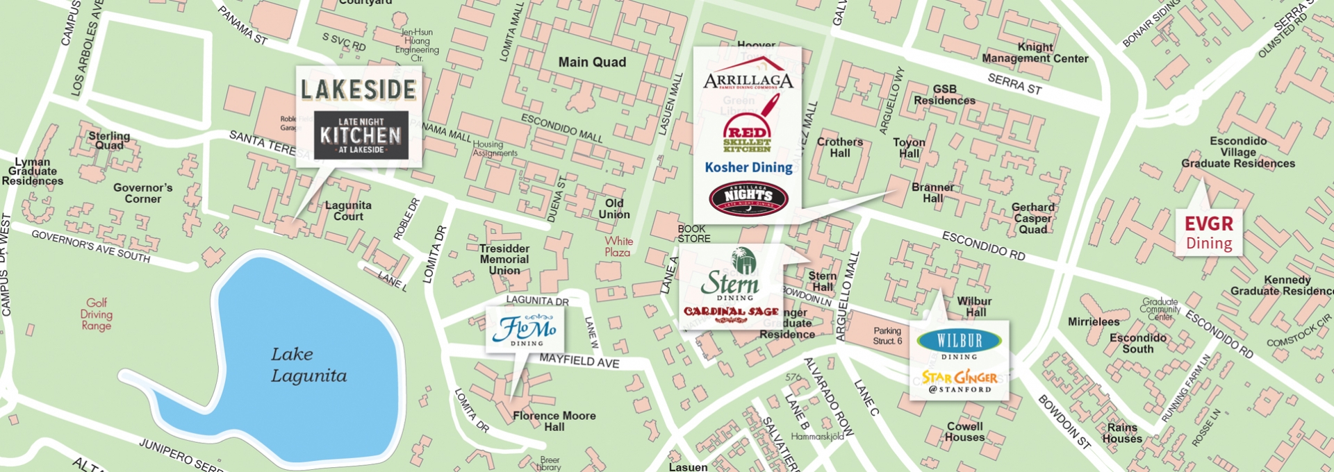 Stanford Dining map Stanford Dining map