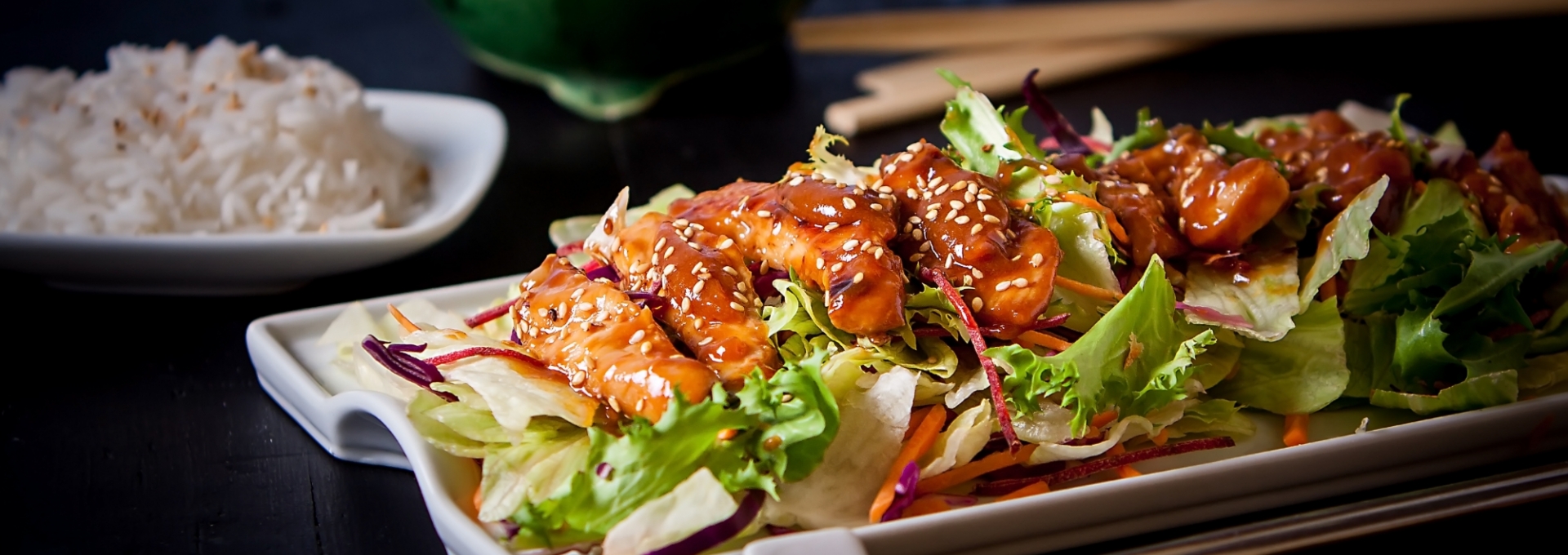 Japan style teriyaki chicken with salad and rice Japan style teriyaki chicken with salad and rice