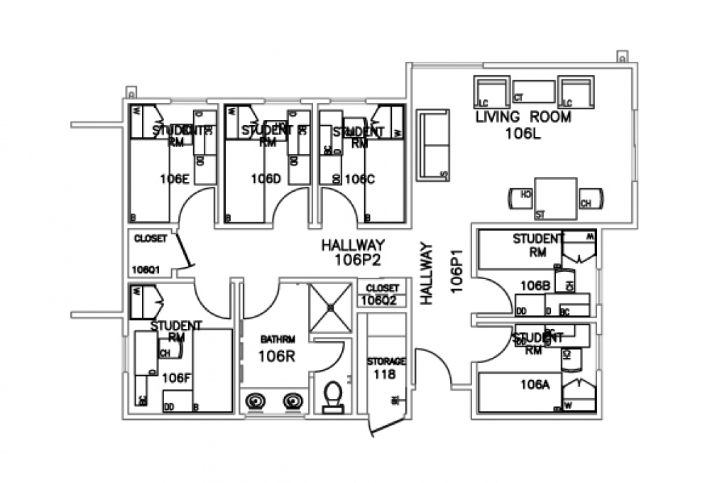 6-person suite- Top view 6-person suite- Top view