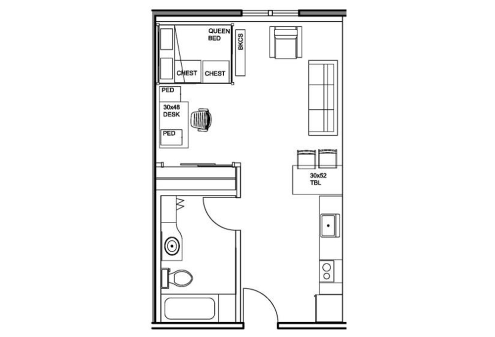 Kennedy Premium Studio Apartment Floor Plan