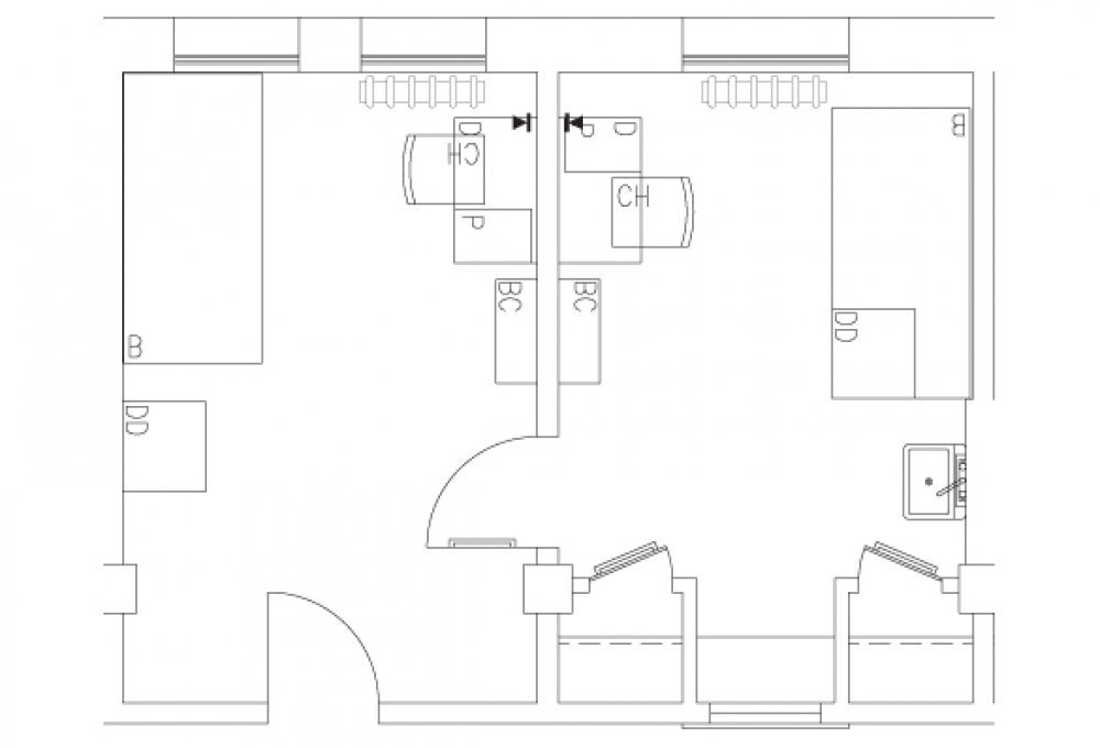 Two Room Double - Top View Two Room Double - Top View