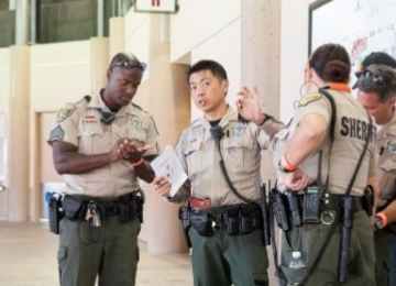 University police officers assemble in area University police officers assemble in area