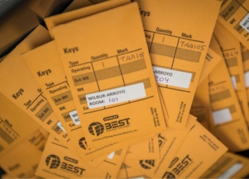 Envelopes holding keys for summer check-in Envelopes holding keys for summer check-in