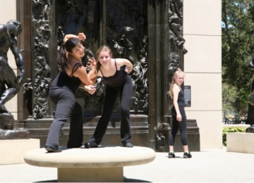 Students from US Performing Arts perform their routine. Students in US Performing Arts (USPA) performing near Rodin Sculptures